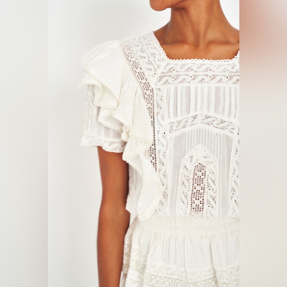 Love shack fancy Stella Mini Dress in vintage white, size L